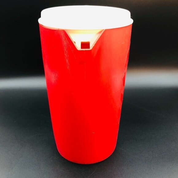 70s Sterilite Red Plastic Juice Pitcher Vintage Cold Beverage Jug Family BBQ - Picture 3 of 11